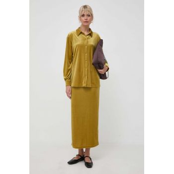 Max Mara Leisure camasa femei, culoarea galben, cu guler clasic, regular de firma originala