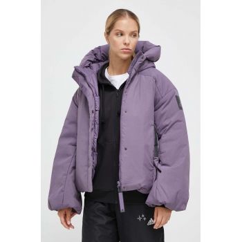 adidas geaca de puf femei, culoarea violet, de iarna de firma originala