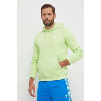 adidas Originals bluza barbati, culoarea verde, cu glugă, neted