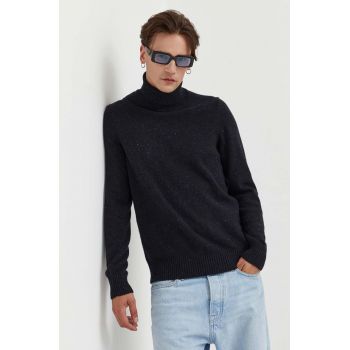 Marc O'Polo pulover de lana barbati, culoarea negru, cu guler de firma original