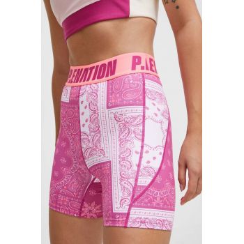 P.E Nation pantaloni scurți de antrenament Norwood culoarea roz, modelator, high waist