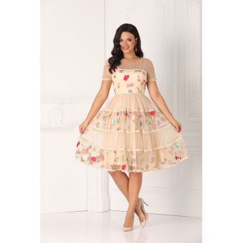 Rochie midi evazata cu broderii