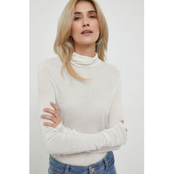 Sisley longsleeve din amestec de lana culoarea bej, cu turtleneck