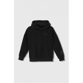 adidas Originals bluza copii culoarea negru, cu glugă, neted de firma originala