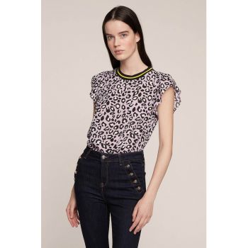 Bluza cu animal print si maneci cu volane