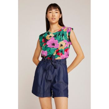 Bluza cu model floral si maneci tip aripioara