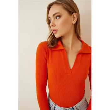 Bluza polo cu aspect striat