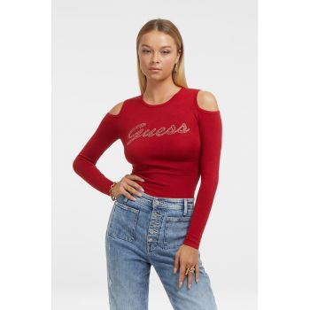 Bluza slim fit cu decupaje pe umeri