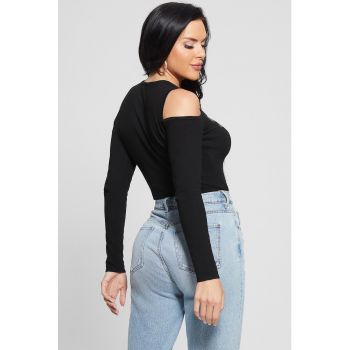 Bluza slim fit cu decupaje pe umeri