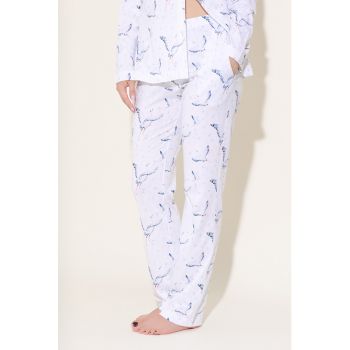 Pijama din amestec de modal cu imprimeu cu pasari Marla