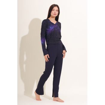 Pijama slim-fit din amestecde bambus Anais
