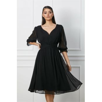 Rochie Mara neagra vaporoasa din voal la reducere