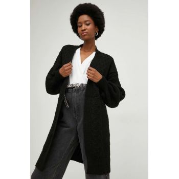 Answear Lab cardigan de lana femei, culoarea negru, călduros