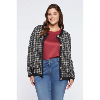 Cardigan cu model in carouri si nasturi