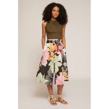 Fusta midi evazata cu imprimeu floral