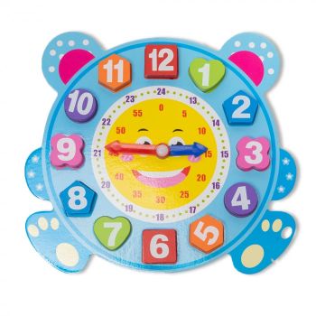Ceas din Lemn pe Suport tip Puzzle Montessori - Nurio la reducere