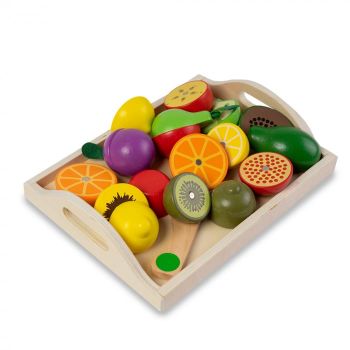 Fructe din Lemn in Tavita - 11 Piese Montessori