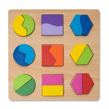 Puzzle 3D din Lemn cu Forme Geometrice Colorate Montessori - Nurio la reducere