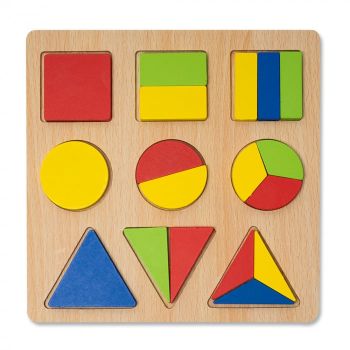 Puzzle 3D din Lemn cu Forme Geometrice Colorate Montessori - Nurio ieftina