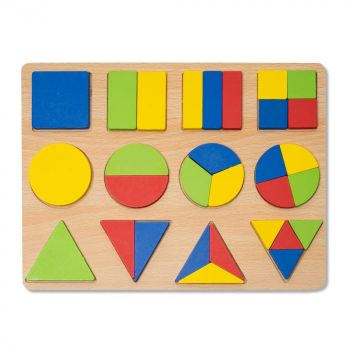Puzzle 3D din Lemn cu Forme Geometrice Colorate Montessori la reducere