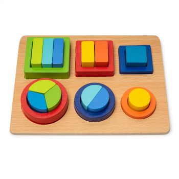 Puzzle 3D din Lemn in Cutie cu Forme Geometrice Colorate - Nurio la reducere