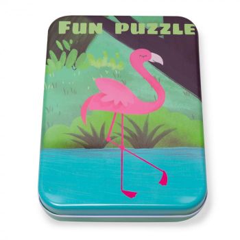 Puzzle din Lemn cu Animalute in Cutie Metalica Montessori - Nurio ieftina