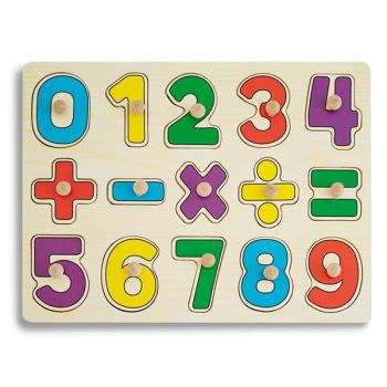 Puzzle din Lemn cu Cifre si Simboluri Montessori