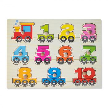 Puzzle din Lemn cu Cifre Trenulet Montessori