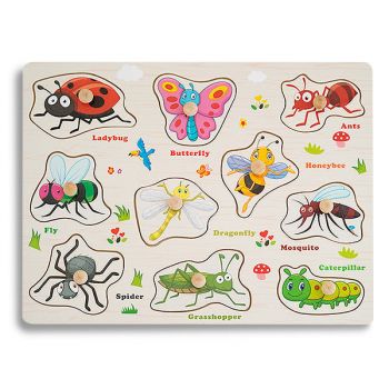 Puzzle din Lemn cu Insecte Montessori