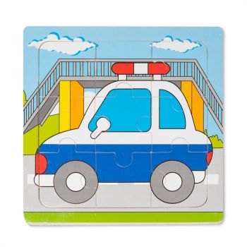 Puzzle din Lemn Masina de Politie Montessori
