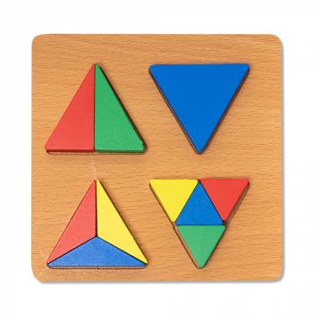 Puzzle Mic 3D din Lemn cu Forme Geometrice Colorate Montessori la reducere