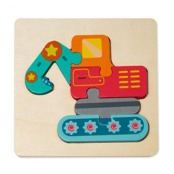 Puzzle Mic 3D din Lemn - Excavator Montessori
