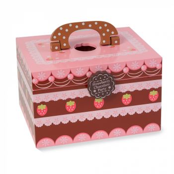 Set de Ceai si Dulciuri din Lemn in Cutie - Strawberry Chocolate Party Montessori - Nurio