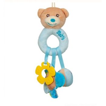 Jucarie senzoriala- Ursulet cu accesorii,Albastru, 25 cm