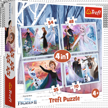 Puzzle carton 4 in 1 Padurea Magica Frozen II,+4 ani