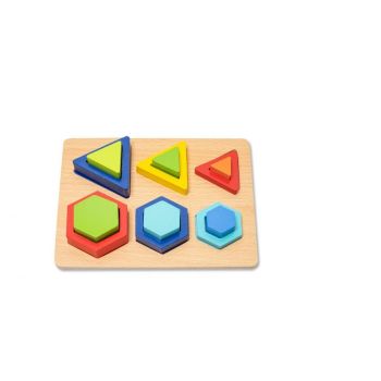 Puzzle incastru 3D 6 Forme Geometrice, 12 piese