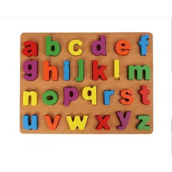 Puzzle incastru din lemn Alfabet litere mici
