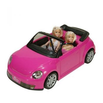 Set de joaca, masina decapotabila, roz cu 2 papusi blonde de firma original