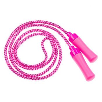 Coarda de sarit cu manere din plastic,fucsia,2.1 metri