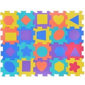 Covor de joaca tip puzzle,forme geometrice,spuma,multicolor,20 piese de firma original