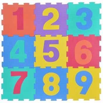 Covor de joaca tip puzzle,numere,spuma,multicolor,9 piese de firma original