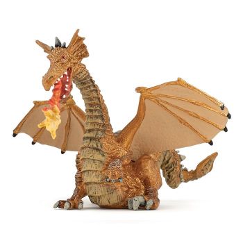 Papo figurina dragon auriu inaripat cu flacara ieftin