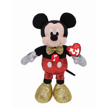 Plus Ty 20cm Beanie Babies Disney Mickey cu Sclipici si Sunete