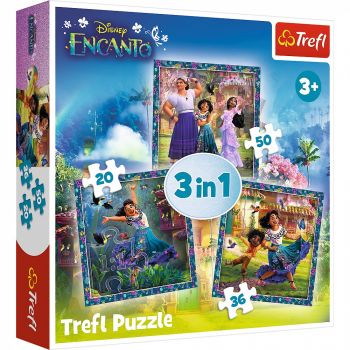 Puzzle Trefl 3in1 Bang Disney Encanto Eroii din Encanto