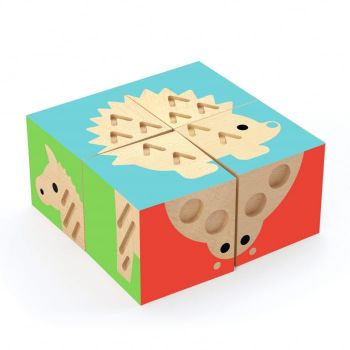 Cuburi din Lemn TouchBasic - Joc Educativ