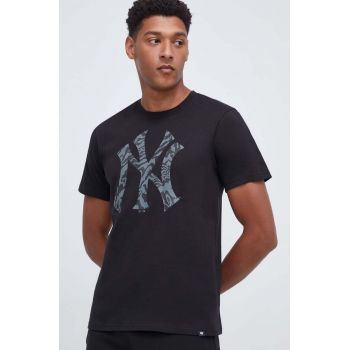 47brand tricou din bumbac MLB New York Yankees barbati, culoarea negru, cu imprimeu