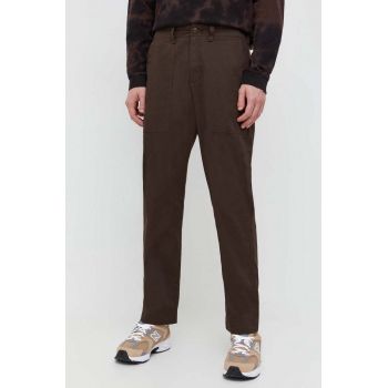 Abercrombie & Fitch pantaloni de bumbac culoarea maro, drept de firma originali