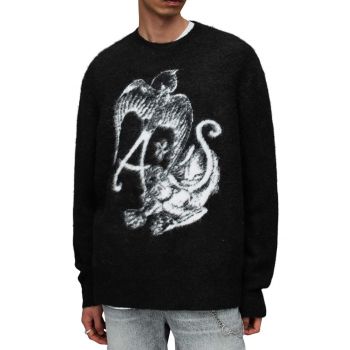 AllSaints pulover MK004Z WILDER CREW barbati, culoarea negru, călduros
