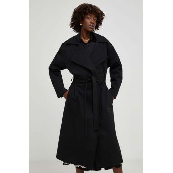 Answear Lab palton femei, culoarea negru, de tranzitie ieftin