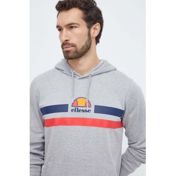 Ellesse bluza barbati, culoarea gri, cu glugă, cu imprimeu ieftin